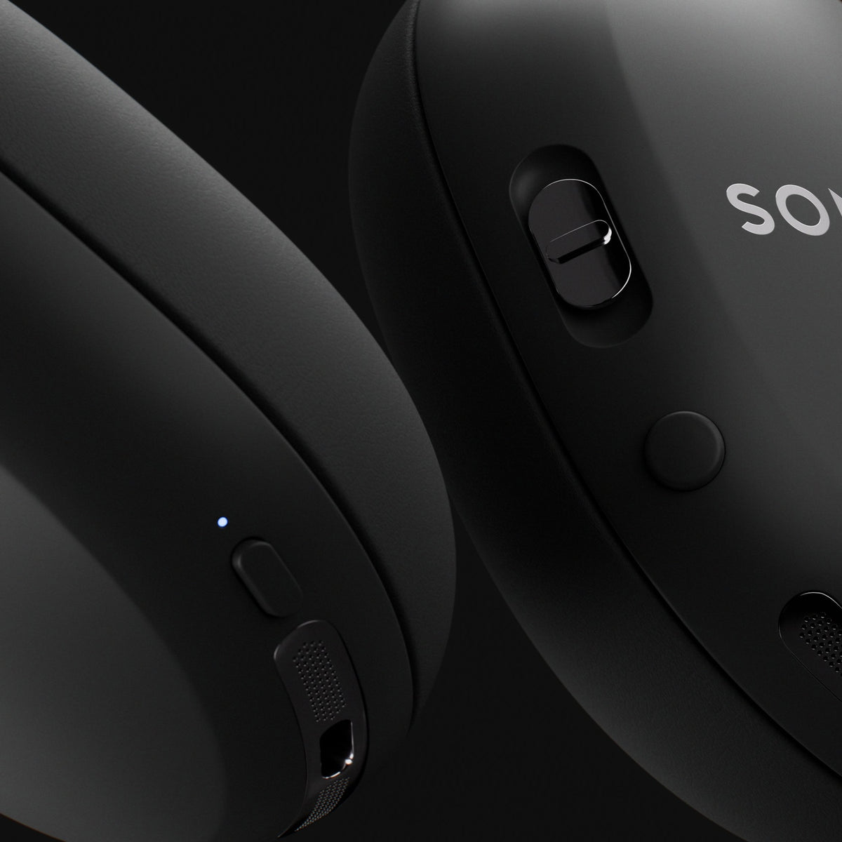 Closeup detail of the controls on Sonos Ace Ultra in Black