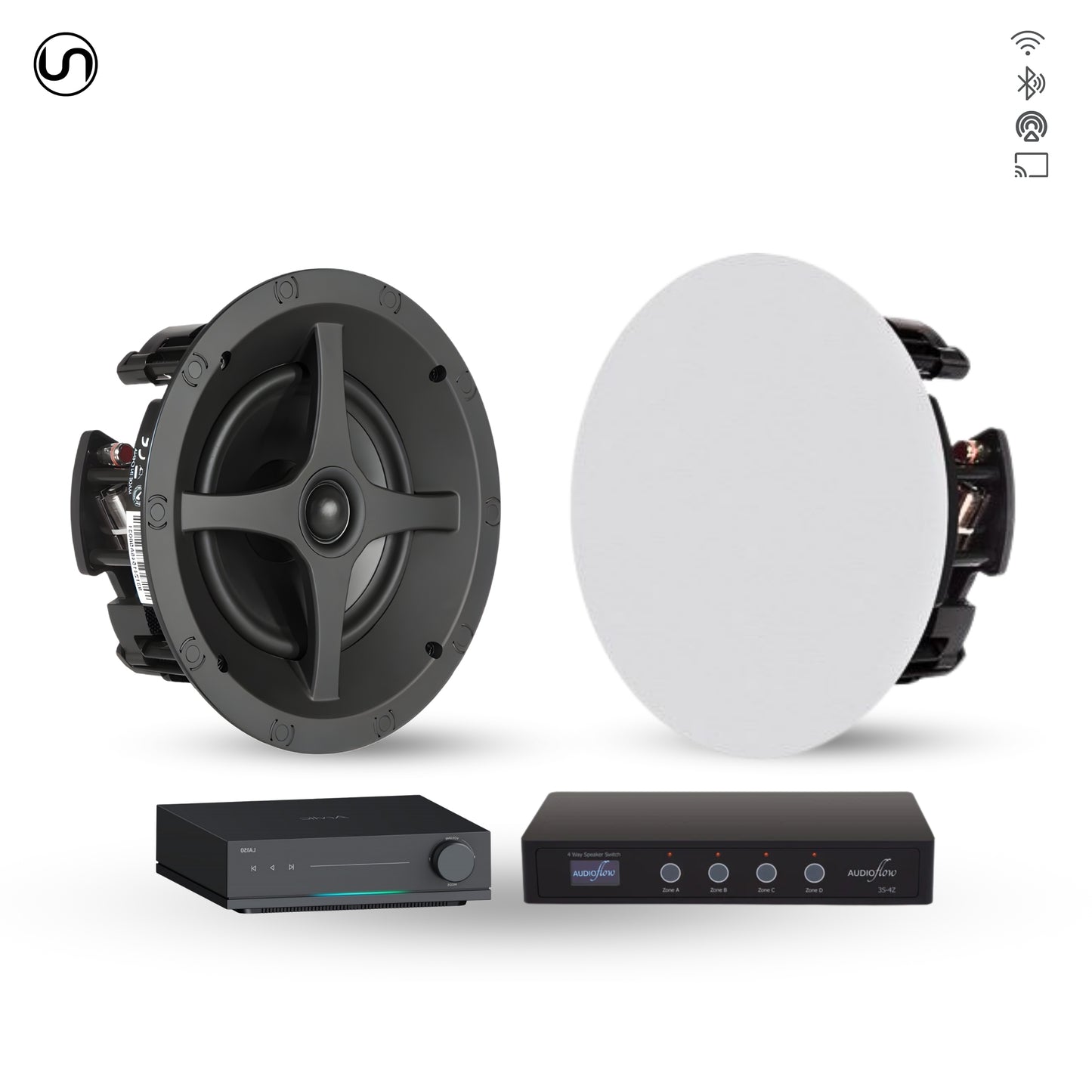 Budget 4 Sub-zone Room In-Ceiling Speaker Set