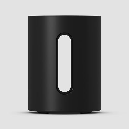 Sonos Sub mini in black front view with sleek design