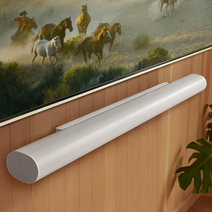 lifestyle image of sonos arc ultra on wooden wall