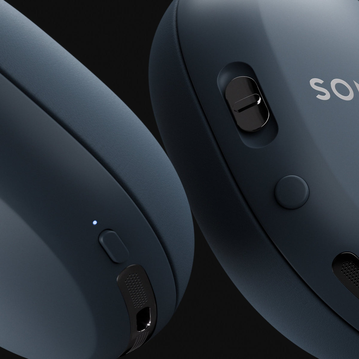 Closeup detail of the controls on Sonos Ace Ultra in Agave