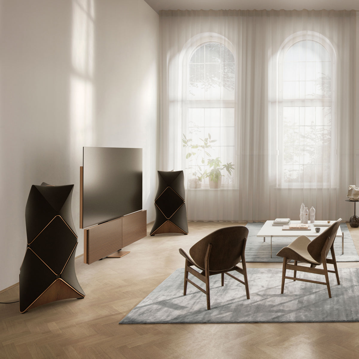 Design-led living room with an existing premium audio system